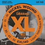 D'addario 10-52 Light Top Heavy Bottom Nickel Wound Electric Guitar Strings Set