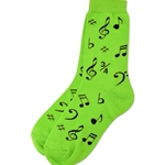 Black Notes Socks Neon Green