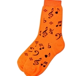 Black Notes Socks Neon Orange