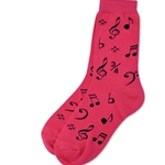 Black Notes Socks Neon Pink