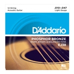 10-47 12 String Light Phosphor Bronze Acoustic Guitar Strings Set