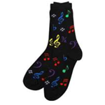 Black with Multi Color Note Socks