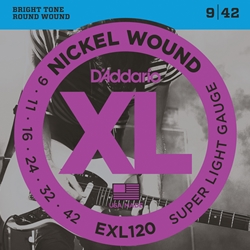 D'addario 9-42 Super Light Nickel Wound Electric Guitar Strings Set