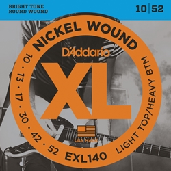 D'addario 10-52 Light Top Heavy Bottom Nickel Wound Electric Guitar Strings Set