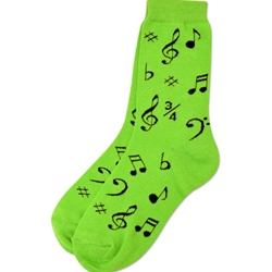 Black Notes Socks Neon Green