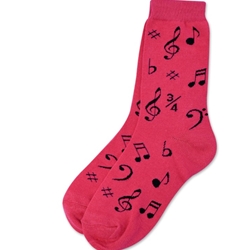 Black Notes Socks Neon Pink