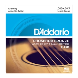 10-47 12 String Light Phosphor Bronze Acoustic Guitar Strings Set