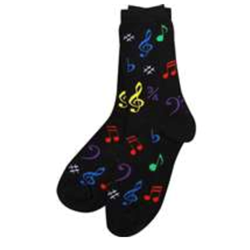 Black with Multi Color Note Socks