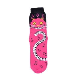 Magenta Cat Piano Keys Tail Socks