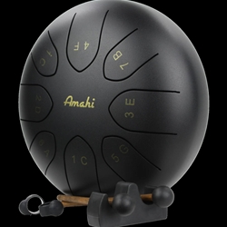 Amahi 8" Steel Tongue Drum Black with Gig Bag
