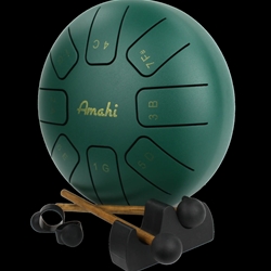 Amahi 6" Steel Tongue Drum Green with Gig Bag